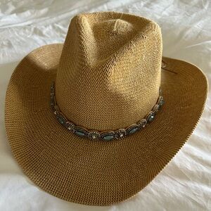 Cowboy Straw Hat with Turquoise Details